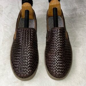 OluKai Lae'ahi Lauhala Slip On Brown Leather Woven Loafer Shoes Men's Sz 13